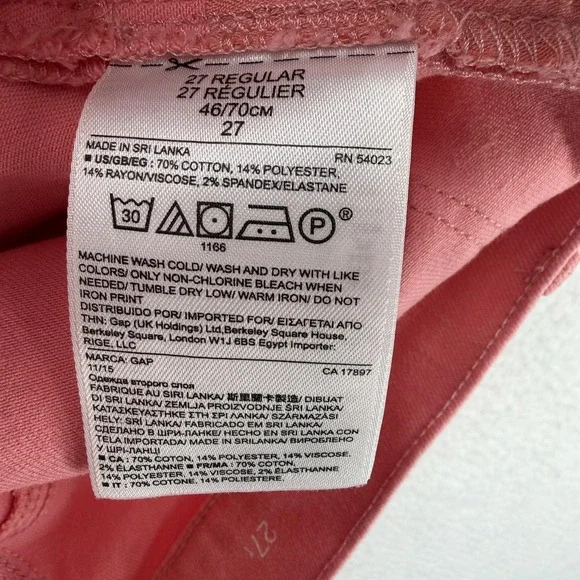 Gap Jeans Womens 27 Pink Resolution Denim 1969 Skinny Stretch Mid Rise Ankle NWT - Picture 4 of 8